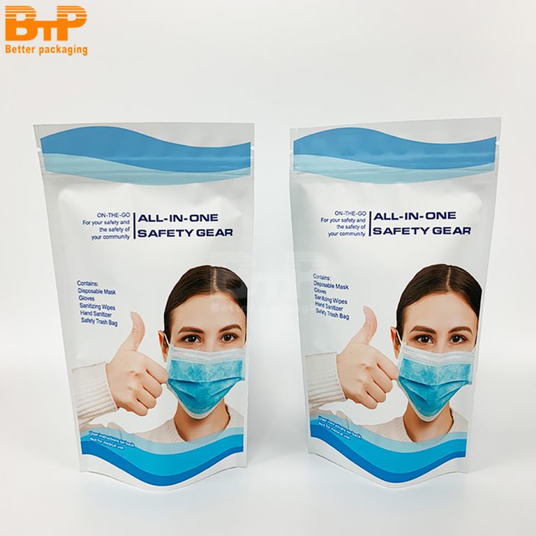 Thickened Custom Printed Three Side Sealed Mask Pouch Extra Protection Custom Logo Durable Mask Packaging4
