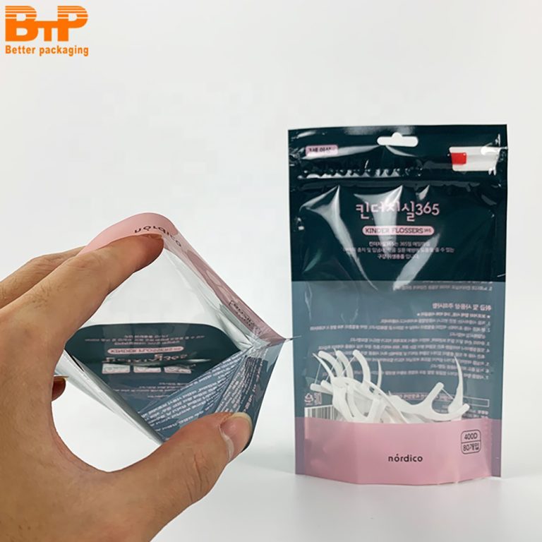 Clear Window Three Side Sealed Zipper Pouch for Individual Dental Floss Picks Easy Zip Access for Single Use3