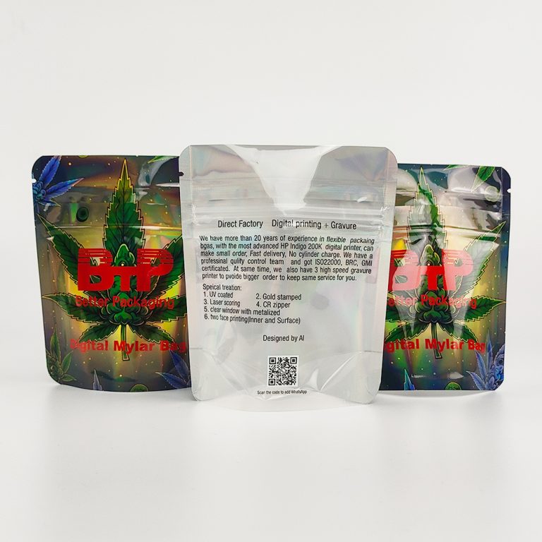 Custom Logo Digital Printed Mylar Yinyang Doypack Ziplock Plastic Stand up Bag5