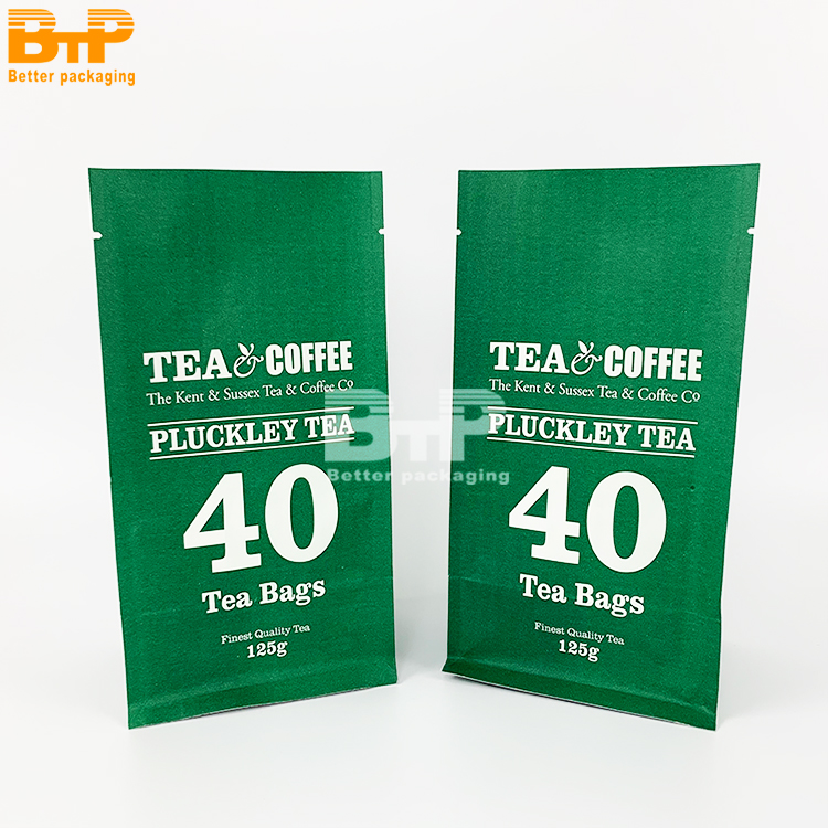Custom Mylar Aluminum Foil Flat Bottom Pouch Tea Coffee Food Packaging Bag 2
