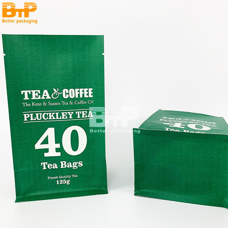Custom Mylar Aluminum Foil Flat Bottom Pouch Tea Coffee Food Packaging Bag 3