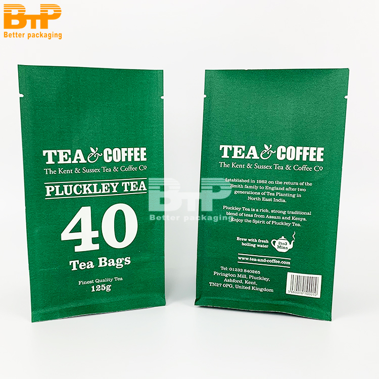 Custom Mylar Aluminum Foil Flat Bottom Pouch Tea Coffee Food Packaging Bag 5