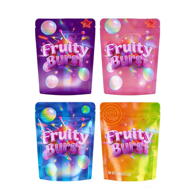 Custom Printing Glossy Color Food Grade Plastic Package Zipper 3.5g Mylar Bag1