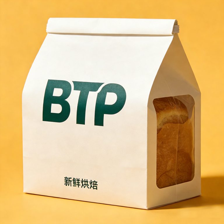Custom Printed Food grade Clear window bread Flat Bottom paper packaging Bag1