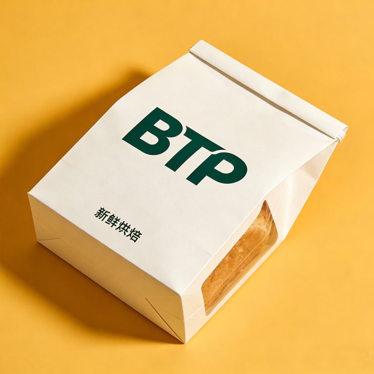 Custom Printed Food grade Clear window bread Flat Bottom paper packaging Bag3