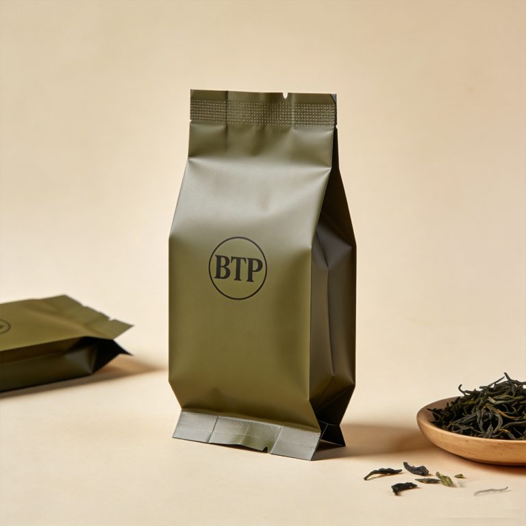 Custom Printed Heat sealed Aluminum Foil middle sealed side gusset Tea bag 1