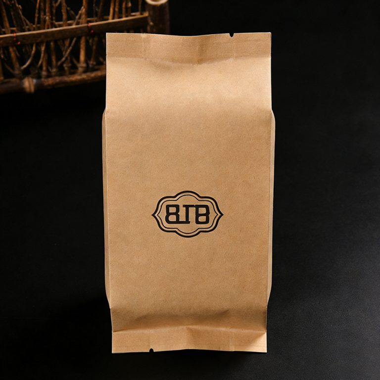 Custom Printed kraft paper Heat sealed Tea middle sealed side gusset bag 3