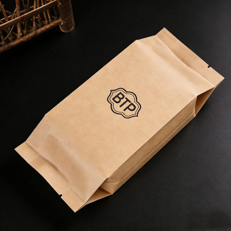 Custom Printed kraft paper Heat sealed Tea middle sealed side gusset bag 2