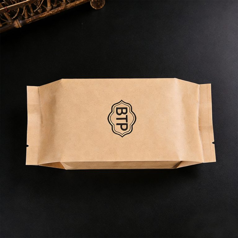 Custom Printed kraft paper Heat sealed Tea middle sealed side gusset bag 4