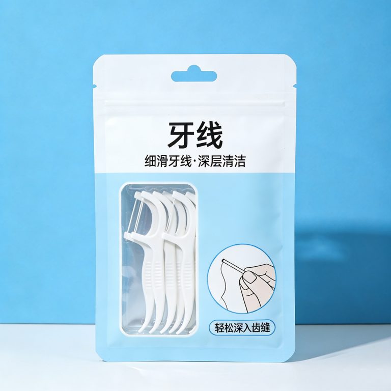 Custom Printed logo window Ziplock dental floss packing three side seal bag1