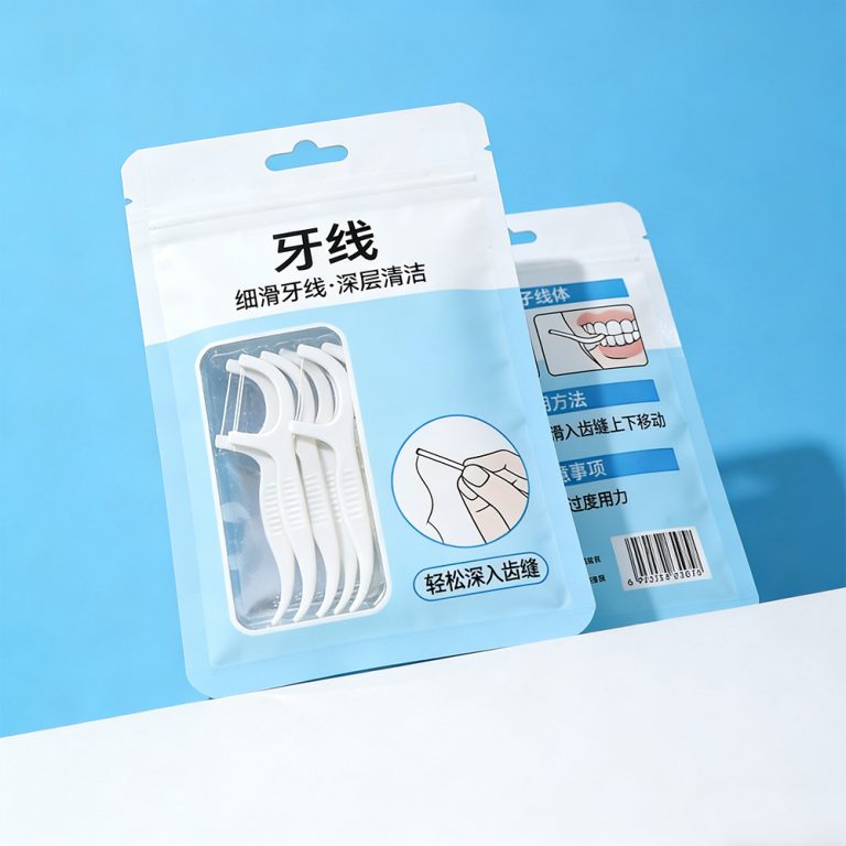Custom Printed logo window Ziplock dental floss packing three side seal bag3