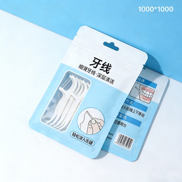 Custom Printed logo window Ziplock dental floss packing three side seal bag4