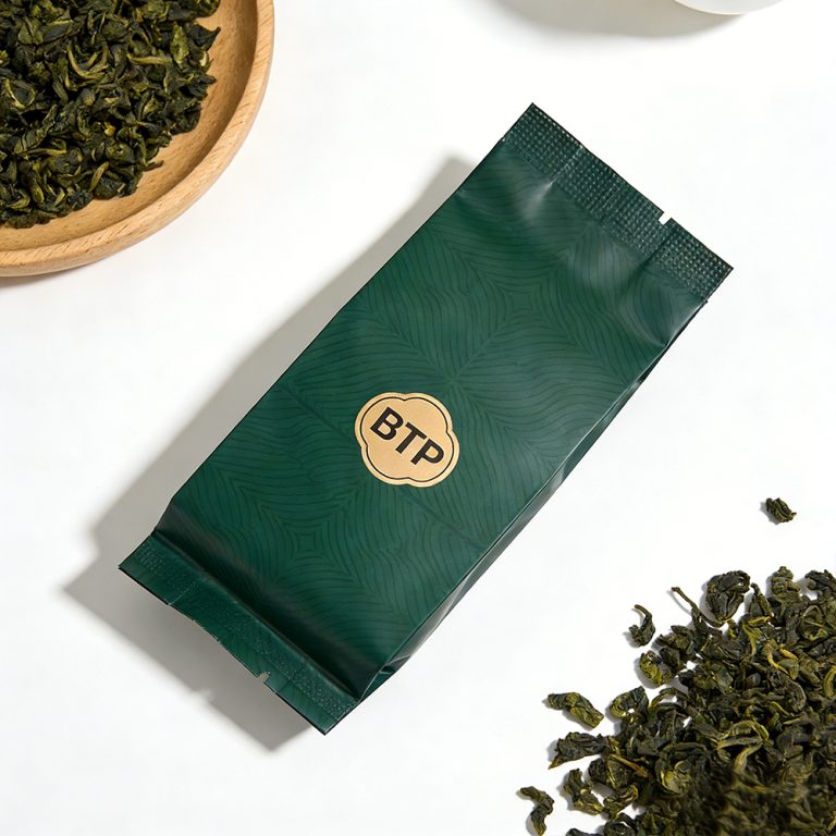 Custom logo Aluminum Foil Heat sealed Tea middle sealed side gusset bag 4