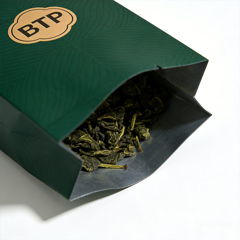 Custom logo Aluminum Foil Heat sealed Tea middle sealed side gusset bag 6