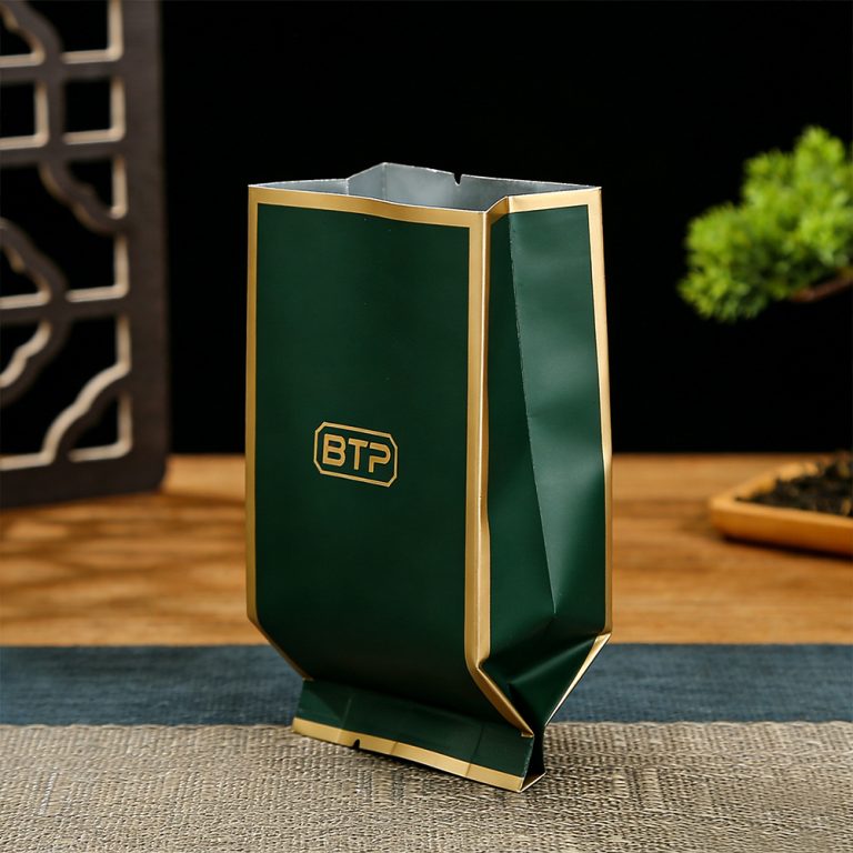 Custom logo Aluminum Foil Tea Plastic Packaging middle sealed side gusset bag 2