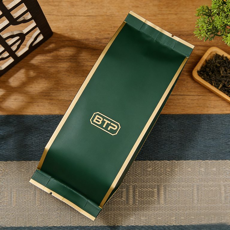 Custom logo Aluminum Foil Tea Plastic Packaging middle sealed side gusset bag 3