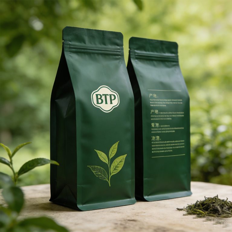 Custom logo Light blocking keep tea fresh flat bottom plastic packaging bag 1