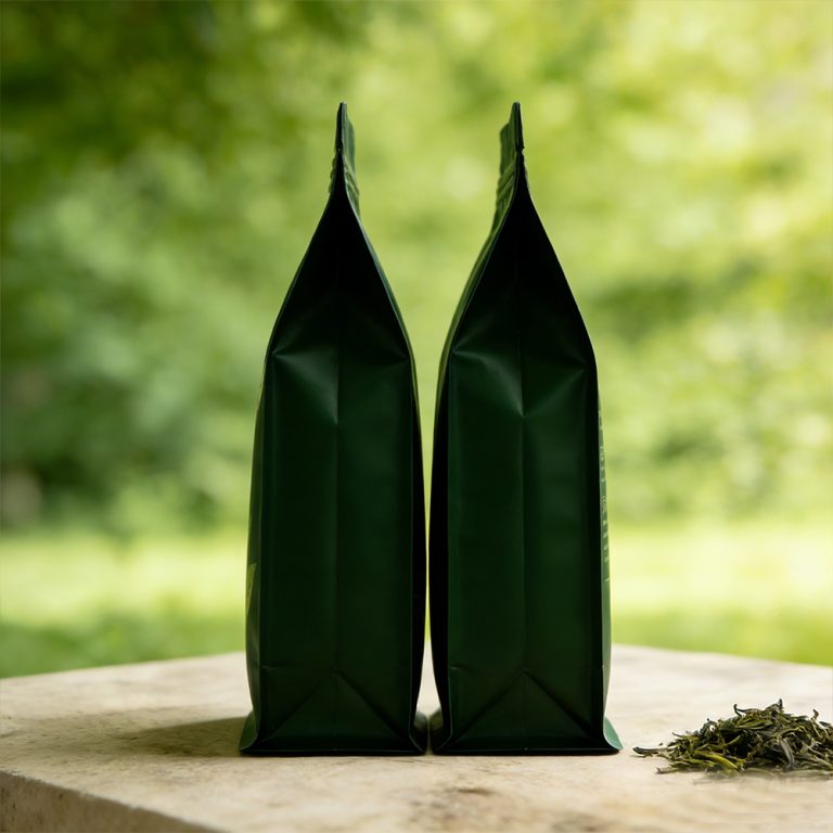 Custom logo Light blocking keep tea fresh flat bottom plastic packaging bag 2