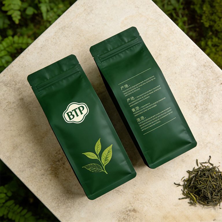 Custom logo Light blocking keep tea fresh flat bottom plastic packaging bag 3
