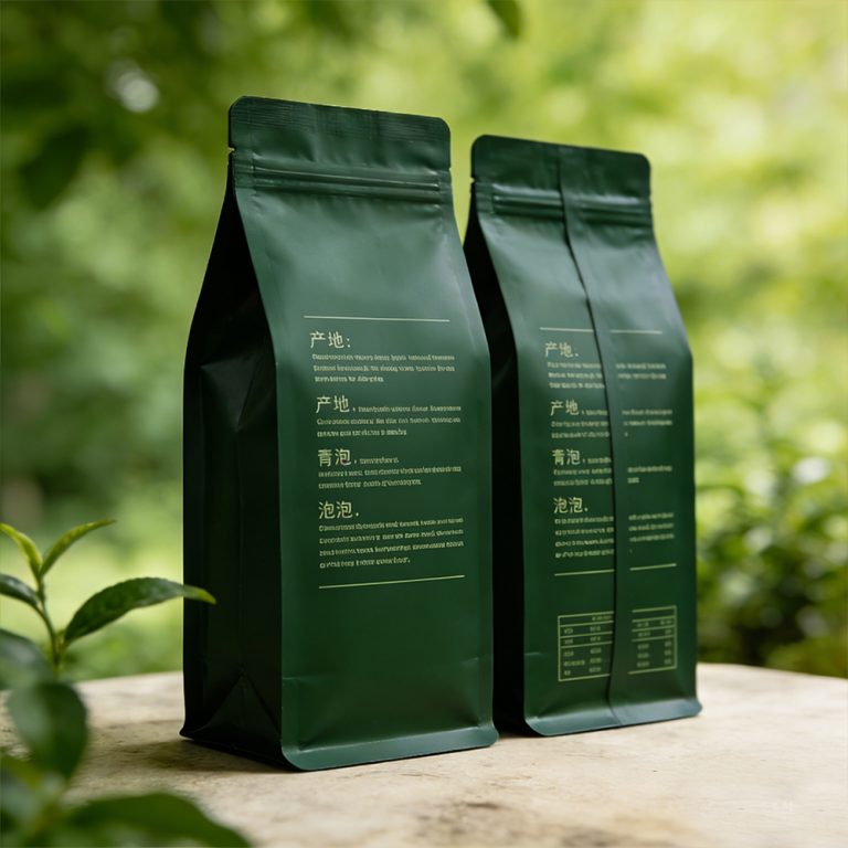 Custom logo Light blocking keep tea fresh flat bottom plastic packaging bag 4