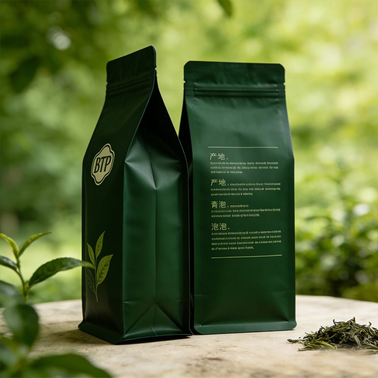 Custom logo Light blocking keep tea fresh flat bottom plastic packaging bag 6