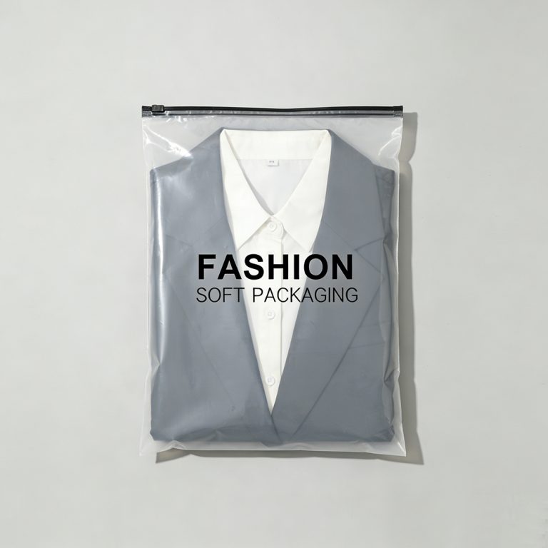 Custom logo Transparent Dust Moisture Proof three side seal Clothing plastic Bag1