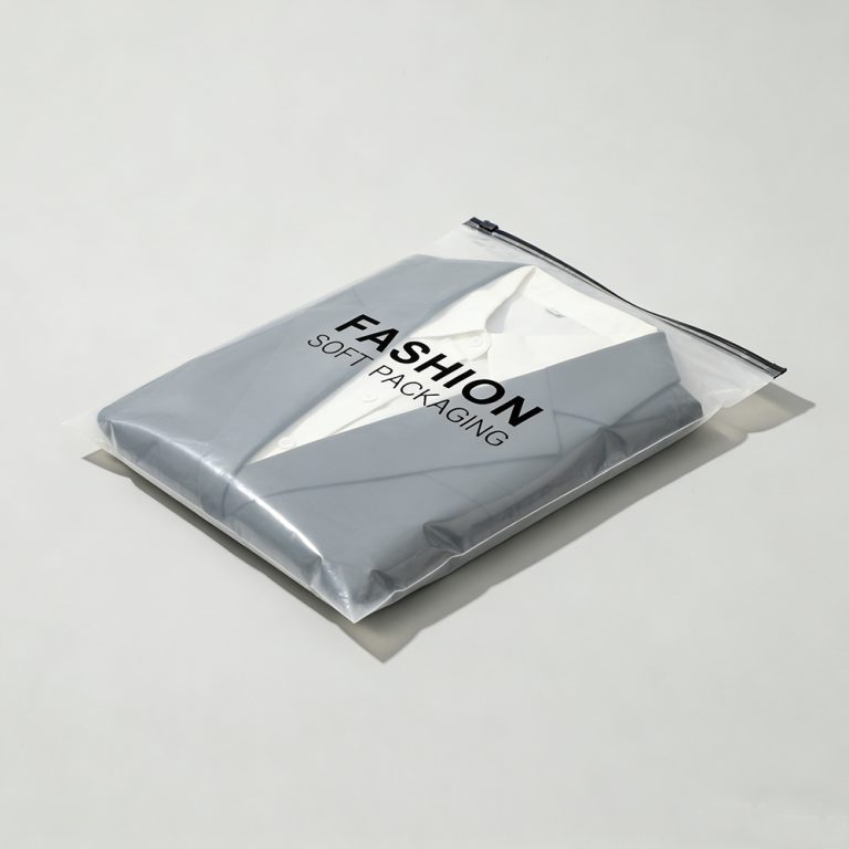 Custom logo Transparent Dust Moisture Proof three side seal Clothing plastic Bag2