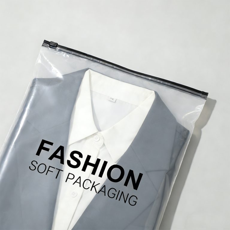 Custom logo Transparent Dust Moisture Proof three side seal Clothing plastic Bag6