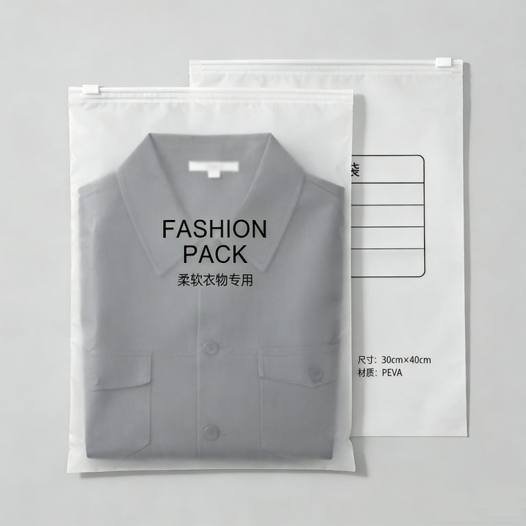 Custom logo Transparent Waterproof Resealable Ziplock three side seal Clothing plastic Bag3