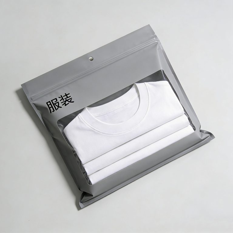 Custom logo window Dust Moisture Proof three side seal Clothing plastic Bag3