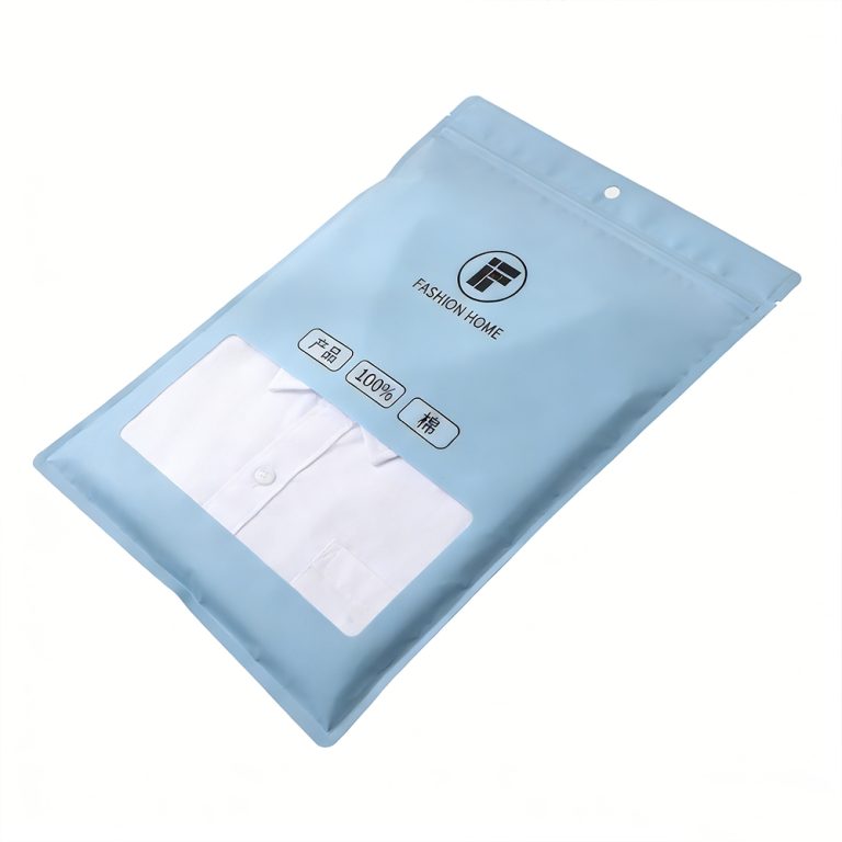 Custom logo window Waterproof Moisture Proof three side seal Clothing plastic Bag1