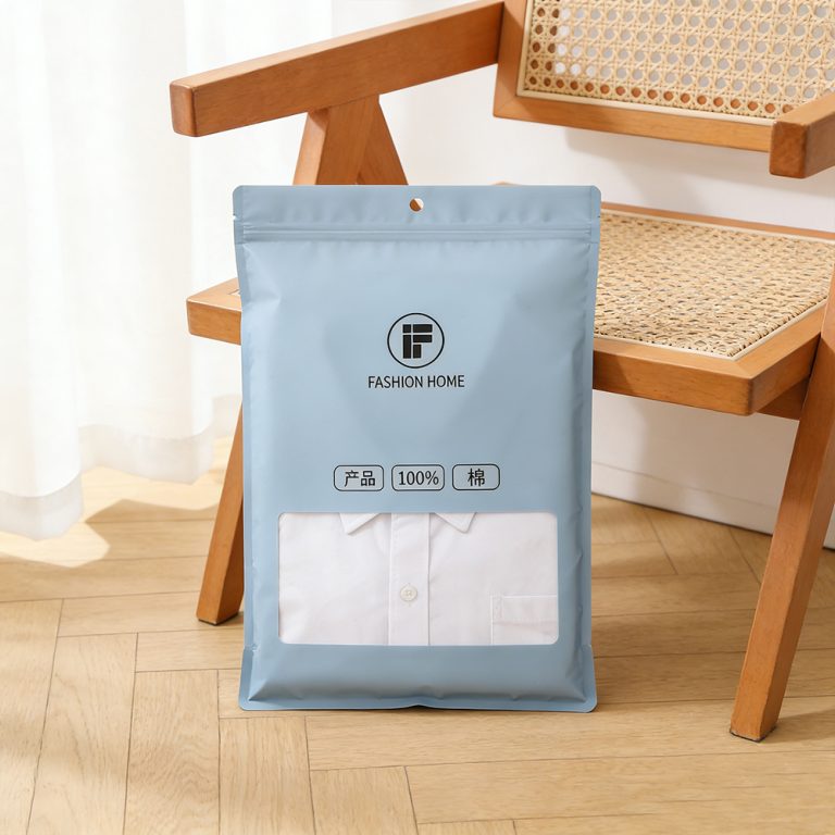 Custom logo window Waterproof Moisture Proof three side seal Clothing plastic Bag2