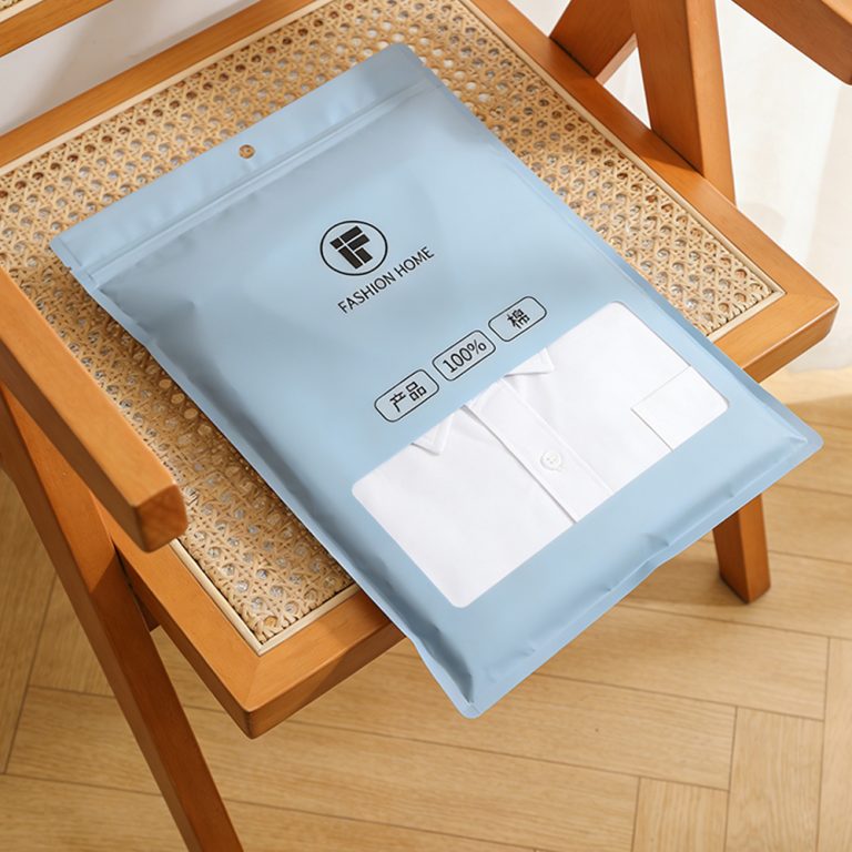 Custom logo window Waterproof Moisture Proof three side seal Clothing plastic Bag4