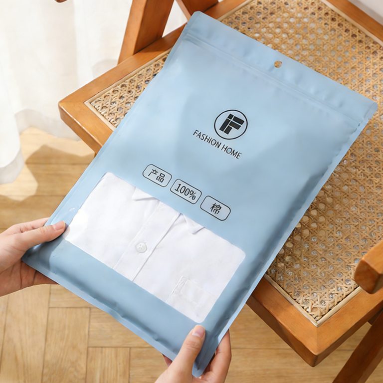 Custom logo window Waterproof Moisture Proof three side seal Clothing plastic Bag5