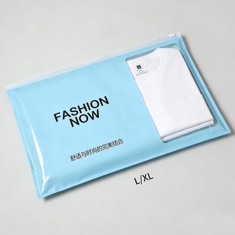 Custom logo window Waterproof Resealable Ziplock three side seal Clothing plastic Bag2