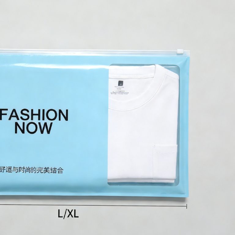 Custom logo window Waterproof Resealable Ziplock three side seal Clothing plastic Bag3