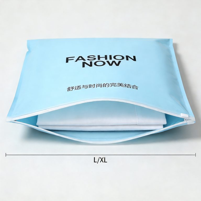 Custom logo window Waterproof Resealable Ziplock three side seal Clothing plastic Bag6