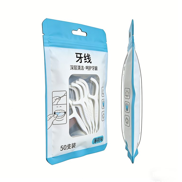 Custom window Tear Notch Tear Line Ziplock three side seal floss bag6