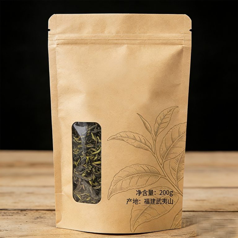 Custom window kraft paper Zip Lock Tea Plastic Packaging Stand up Bag2