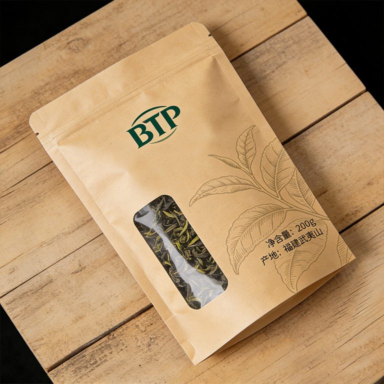Custom window kraft paper Zip Lock Tea Plastic Packaging Stand up Bag6