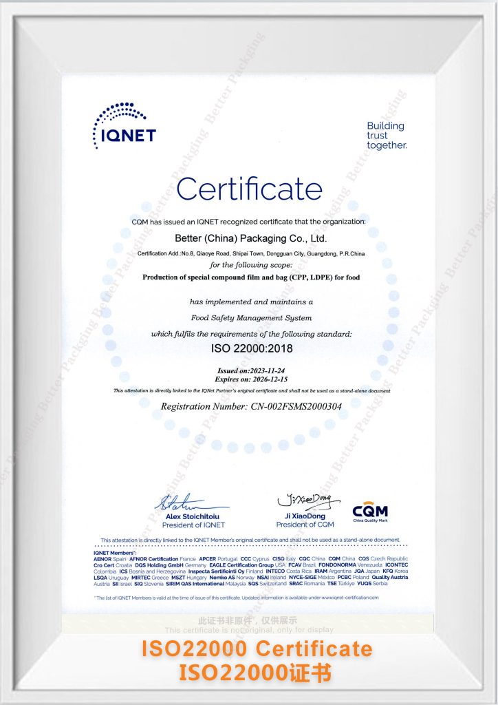 ISO22000 CERTIFICATE