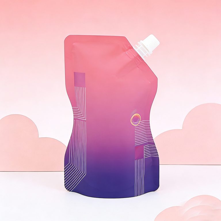 Custom 250ml Food Grade Leak Proof Juice Angled Special shaped Spout Pouch5
