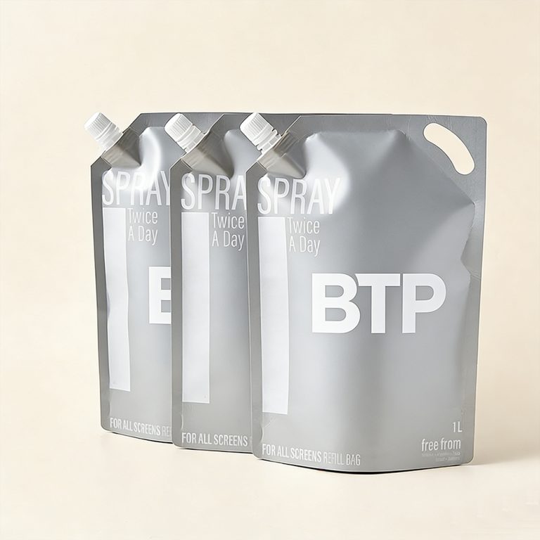 Custom Handle Hole Light Proof Angled Stand Up Spout plastic packaging Pouch3