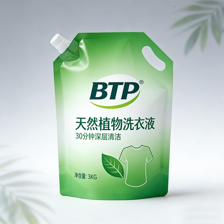 Custom Light Proof Laundry Detergent Angled Stand Up Spout plastic packaging Pouch1