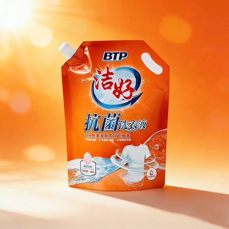 Custom Light Proof Laundry Detergent Angled Stand Up Spout plastic packaging Pouch5
