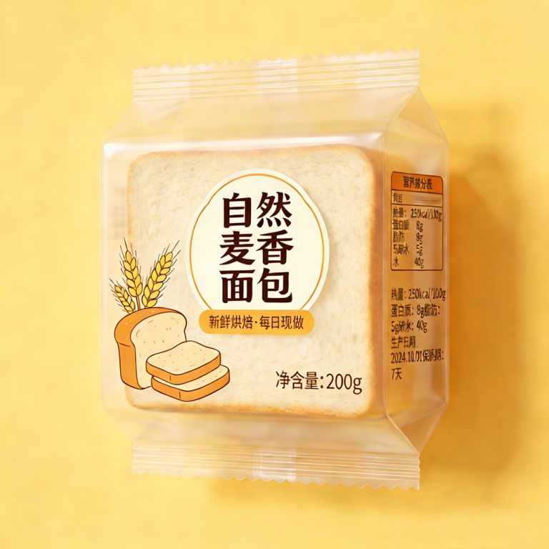 Custom Printed logo Transparency bread food middle sealed side gusset packaging Bag1