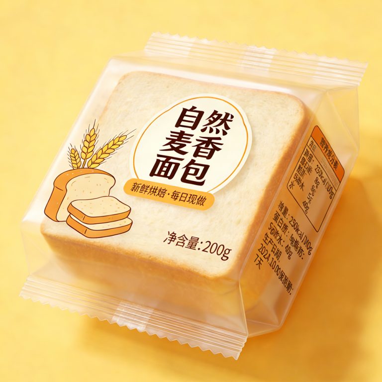 Custom Printed logo Transparency bread food middle sealed side gusset packaging Bag2