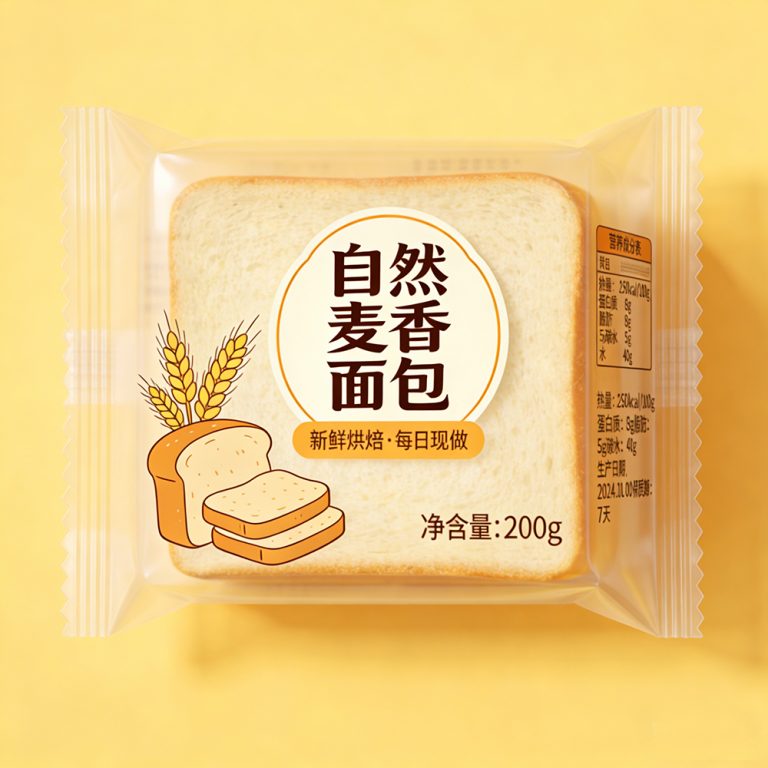 Custom Printed logo Transparency bread food middle sealed side gusset packaging Bag3