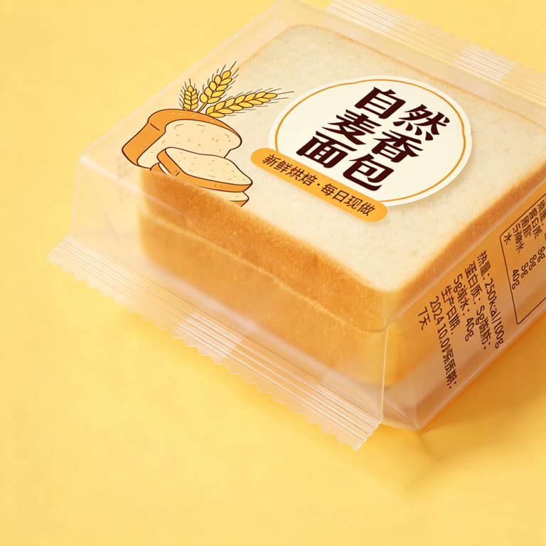 Custom Printed logo Transparency bread food middle sealed side gusset packaging Bag5