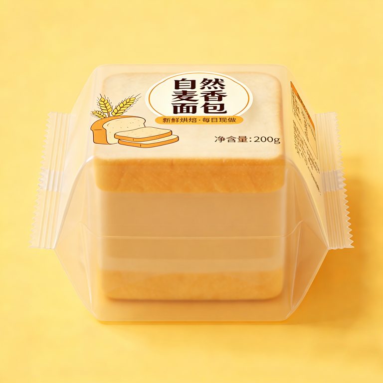 Custom Printed logo Transparency bread food middle sealed side gusset packaging Bag6